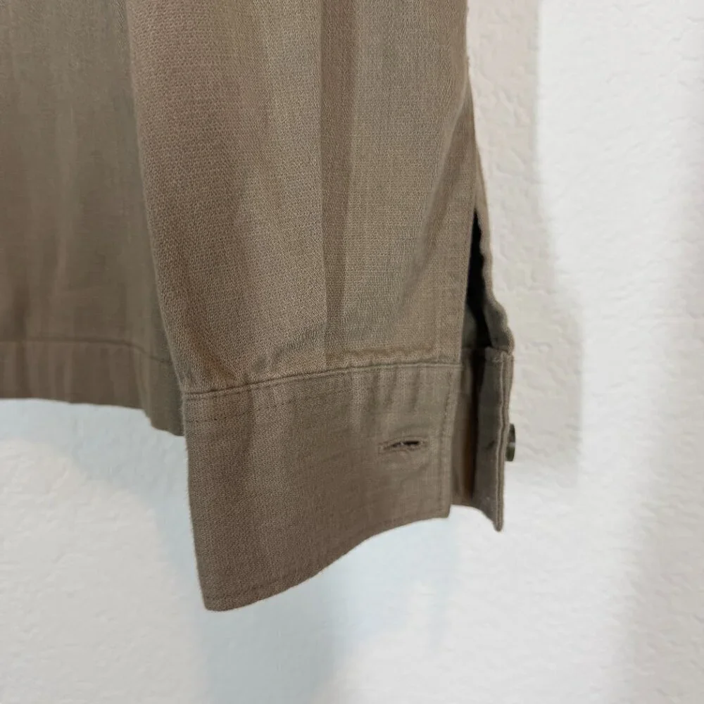 Topman Jacket Embroidered Overshirt Khaki Zip Medium